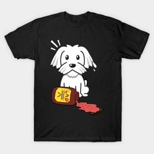 Funny white dog Spills BBQ Sauce T-Shirt